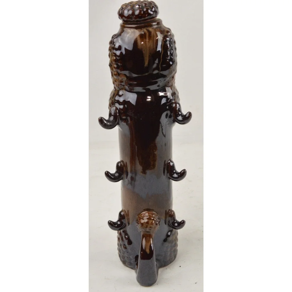 Vintage Pacific Japan Ceramic Poodle Liquor Decanter Hand Painted Cork Stopper